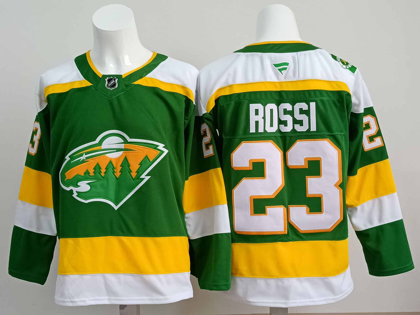 Men Minnesota Wild #23 Rossi Green white 2025 Fanatics Home Premium NHL Jersey style 1